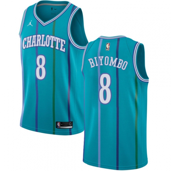 Women's Nike Jordan Charlotte Hornets #8 Bismack Biyombo Swingman Aqua Hardwood Classics NBA Jersey - Ujersey