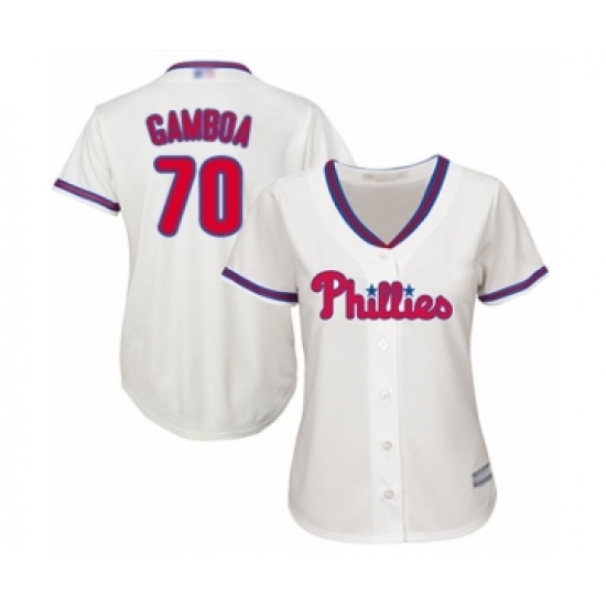 Women's Philadelphia Phillies #70 Arquimedes Gamboa Authentic Cream Alternate Cool Base Baseball Player Jersey - Ujersey