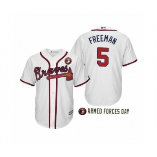 Women 2019 Armed Forces Day Freddie Freeman #5 Atlanta Braves White Jersey - Ujersey