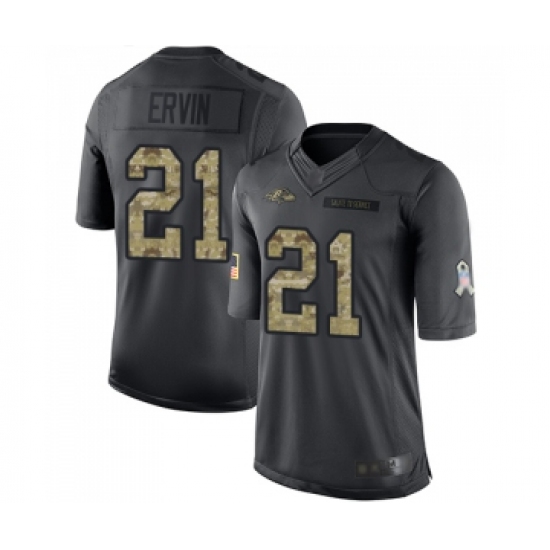 Youth Baltimore Ravens #21 Tyler Ervin Limited Black 2016 Salute to Service Football Jersey - Ujersey