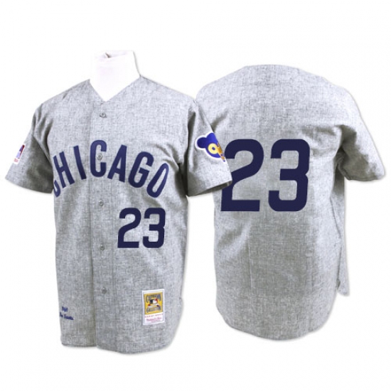 Men's Mitchell and Ness Chicago Cubs #23 Ryne Sandberg Replica Grey 1969 Throwback MLB Jersey