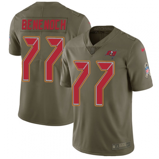 Men's Nike Tampa Bay Buccaneers #77 Caleb Benenoch Limited Olive 2017 Salute to Service NFL Jersey - Ujersey