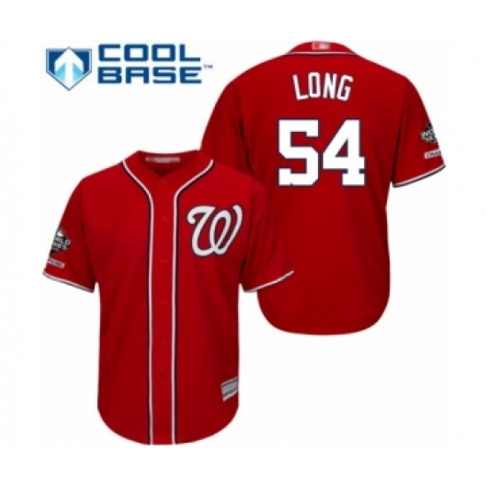 Youth Washington Nationals #54 Kevin Long Authentic Red Alternate 1 Cool Base 2019 World Series Champions Baseball Jersey - Ujersey