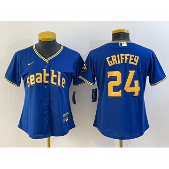 Women's Seattle Mariners Blank Blue 2023 City Connect Cool Base Stitched Jersey - Ujersey