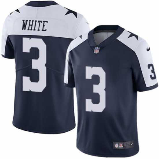 Men's Nike Dallas Cowboys #3 Mike White Navy Blue Throwback Alternate Vapor Untouchable Limited Player NFL Jersey - Ujersey
