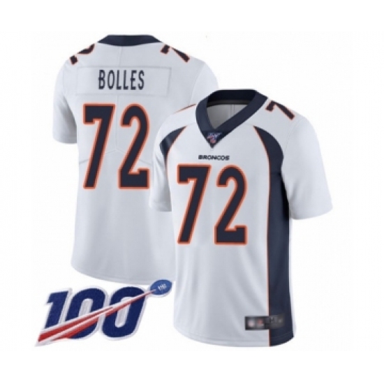 Men's Denver Broncos #72 Garett Bolles White Vapor Untouchable Limited Player 100th Season Football Jersey - Ujersey