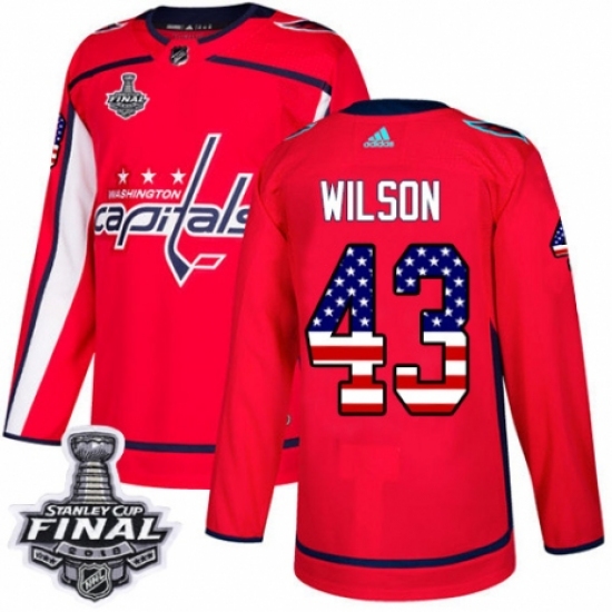 Men's Adidas Washington Capitals #43 Tom Wilson Authentic Red USA Flag Fashion 2018 Stanley Cup Final NHL Jersey - Ujersey