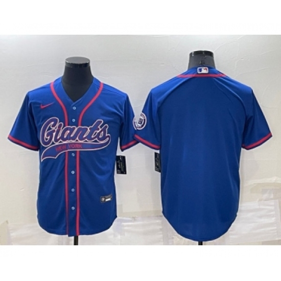 Men's New York Giants Blank Blue Cool Base Stitched Baseball Jersey - Ujersey