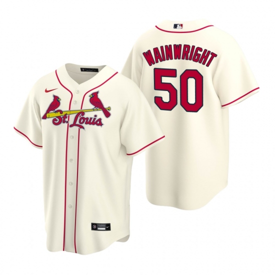 Men's Nike St. Louis Cardinals #50 Adam Wainwright Cream Alternate Stitched Baseball Jersey - Ujersey