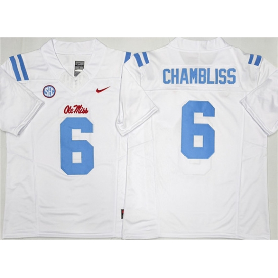 Men's Ole Miss Rebels #6 Trinidad Chambliss White 2026 F.U.S.E. Stitched jersey - Ujersey