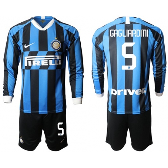 Inter Milan #5 Gagliardini Home Long Sleeves Soccer Club Jersey