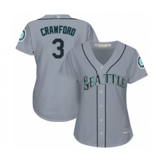 Women's Seattle Mariners #3 J.P. Crawford Authentic Grey Road Cool Base Baseball Player Jersey - Ujersey