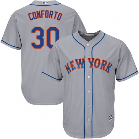 Men's Majestic New York Mets #30 Michael Conforto Replica Grey Road Cool Base MLB Jersey - Ujersey