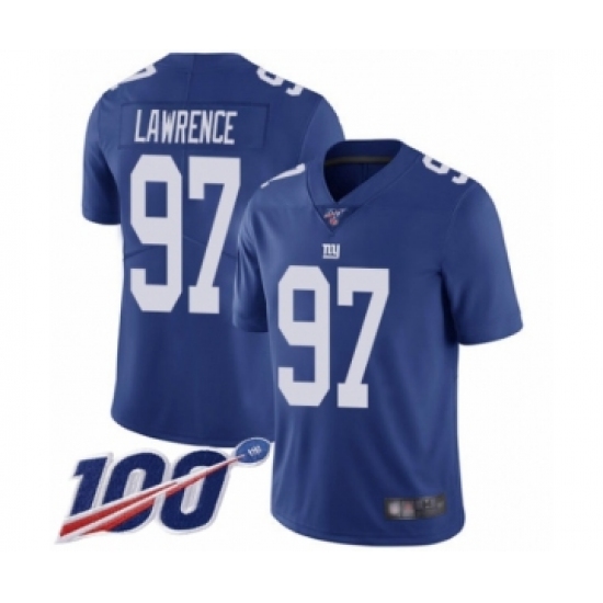 Men's New York Giants #97 Dexter Lawrence Royal Blue Team Color Vapor Untouchable Limited Player 100th Season Football Jersey - Ujersey