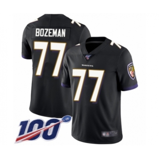 Youth Baltimore Ravens #77 Bradley Bozeman Black Alternate Vapor Untouchable Limited Player 100th Season Football Jersey - Ujersey