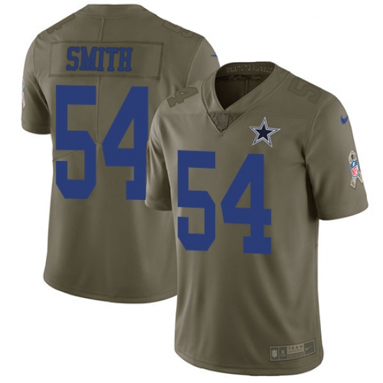 Youth Nike Dallas Cowboys #54 Jaylon Smith Limited Olive 2017 Salute to Service NFL Jersey - Ujersey