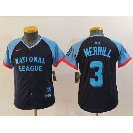 Youth San Diego Padres #3 Jackson Merrill Navy 2024 All Star Limited Stitched Jersey - Ujersey