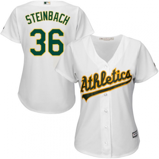 Women's Majestic Oakland Athletics #36 Terry Steinbach Replica White Home Cool Base MLB Jersey - Ujersey