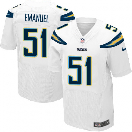 Men's Nike Los Angeles Chargers #51 Kyle Emanuel Elite White NFL Jersey - Ujersey