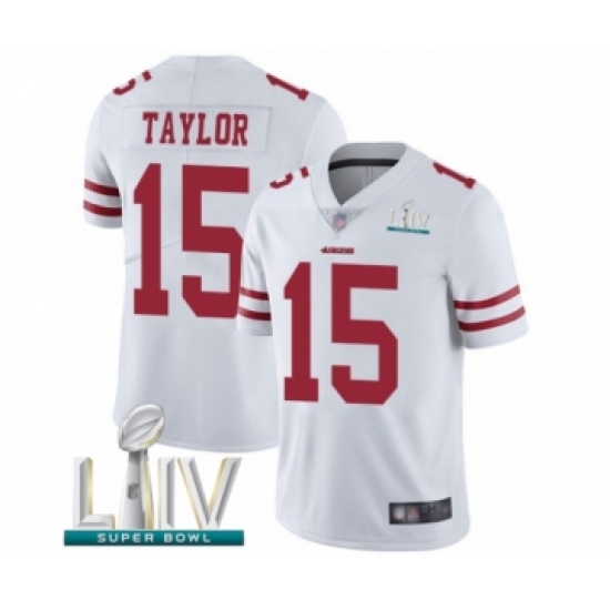 Men's San Francisco 49ers #15 Trent Taylor White Vapor Untouchable Limited Player Super Bowl LIV Bound Football Jersey - Ujersey