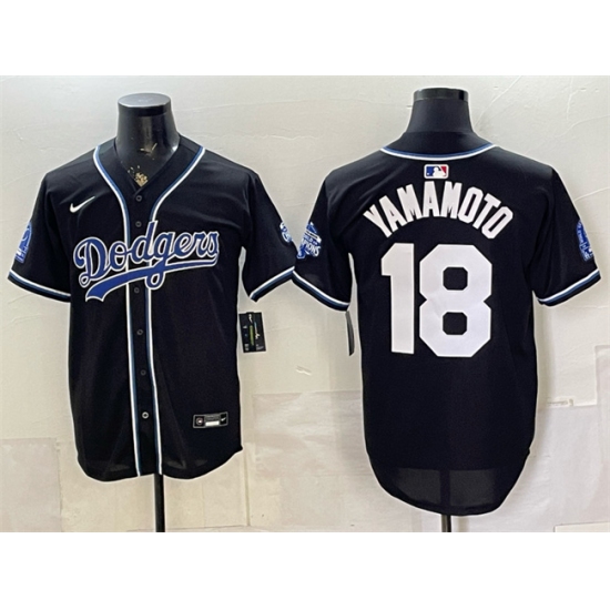 Men's Los Angeles Dodgers #18 Yoshinobu Yamamoto B2B Champs 2026 Black Out Style Vapor Limited Stitched Baseball Jersey - Ujersey
