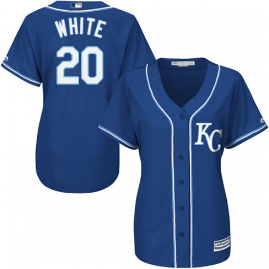 Women's Majestic Kansas City Royals #20 Frank White Authentic Blue Alternate 2 Cool Base MLB Jersey - Ujersey