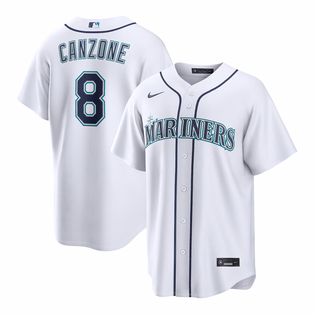 Men's Seattle Mariners Dominic Canzone Nike White Home Replica Jersey - Ujersey NHL