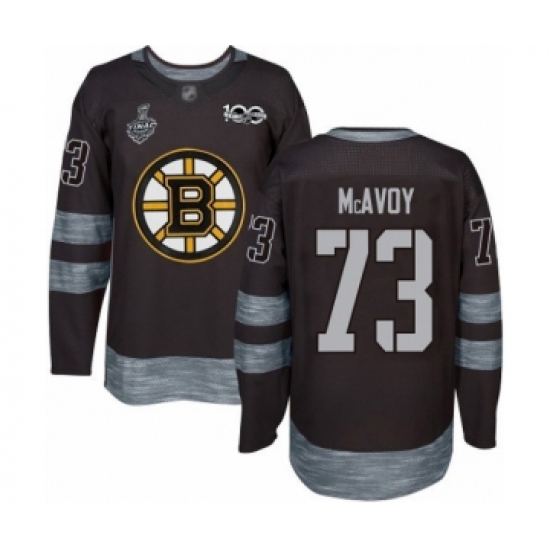 Men's Boston Bruins #73 Charlie McAvoy Authentic Black 1917-2017 100th Anniversary 2019 Stanley Cup Final Bound Hockey Jersey - Ujersey