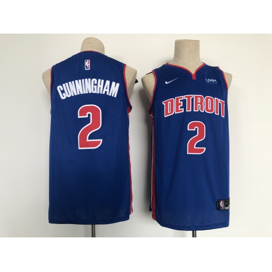 Men's Detroit Pistons #2 Cade Cunningham Fanatics Branded Blue 2021 Draft First Round Jersey - Ujersey