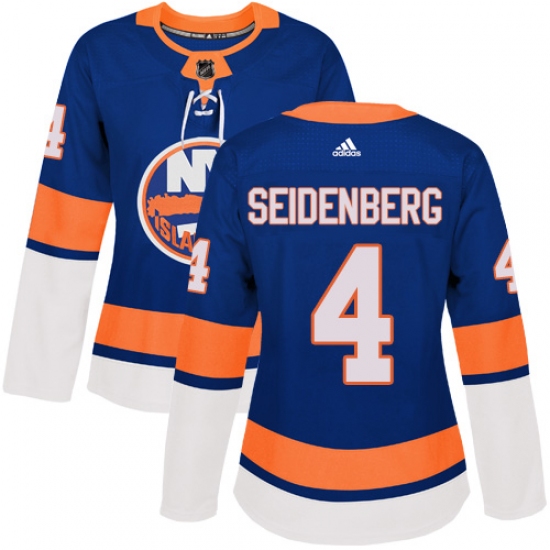 Women's Adidas New York Islanders #4 Dennis Seidenberg Authentic Royal Blue Home NHL Jersey - Ujersey