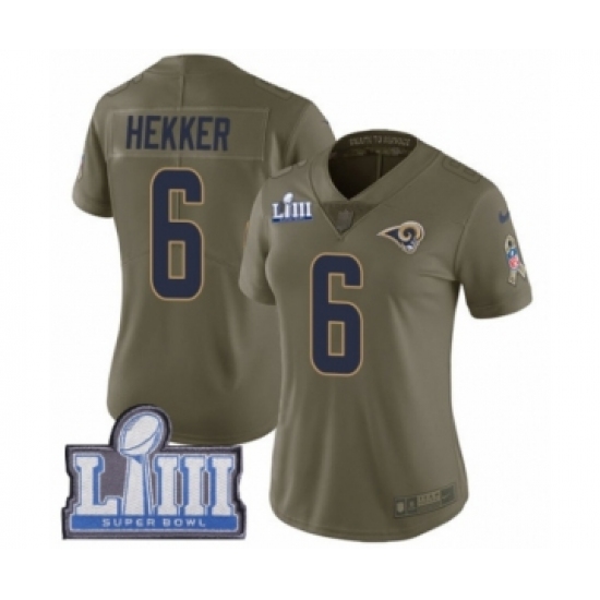 Women's Nike Los Angeles Rams #6 Johnny Hekker Limited Olive 2017 Salute to Service Super Bowl LIII Bound NFL Jersey - Ujersey