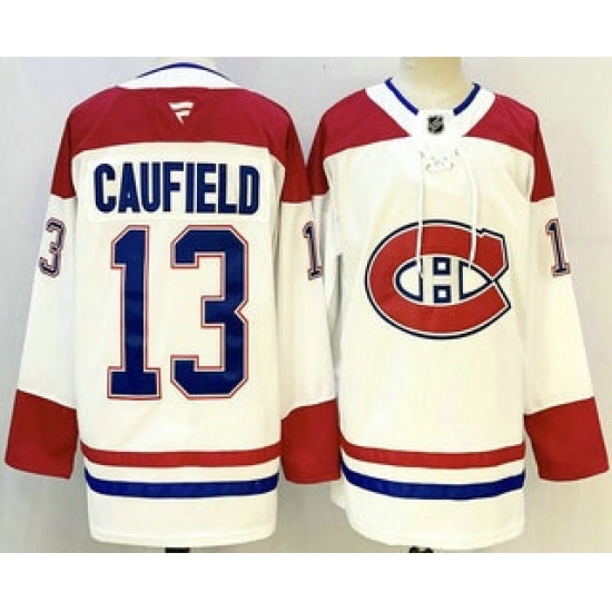 Men's Montreal Canadiens #13 Cole Caufield White Authentic Jersey - Ujersey