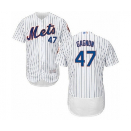 Men's New York Mets #47 Drew Gagnon White Home Flex Base Authentic Collection Baseball Player Jersey