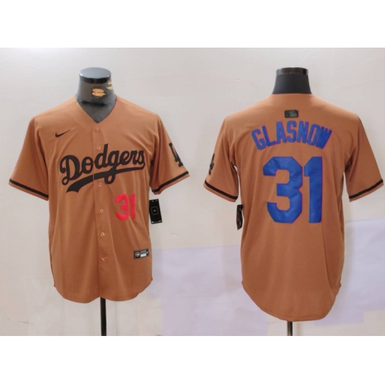 Men's Los Angeles Dodgers #31 Tyler Glasnow Number Olive Cool Base Limited Stitched Jersey - Ujersey