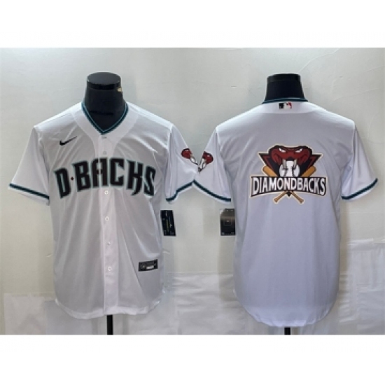 Men's Arizona Diamondbacks White Team Big Logo Cool Base Stitched Baseball Jersey - Ujersey