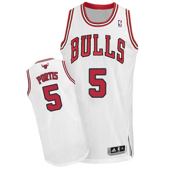 Men's Adidas Chicago Bulls #5 Bobby Portis Authentic White Home NBA Jersey - Ujersey
