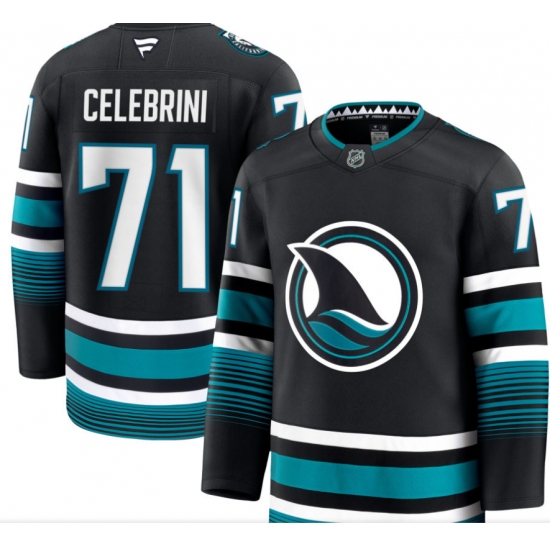 Men's San Jose Sharks #71 Macklin Celebrini Black 2024-25 Home Stitched Hockey Jersey - Ujersey
