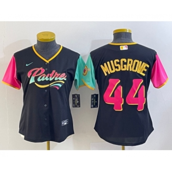 Women's San Diego Padres #44 Joe Musgrove Black 2022 City Connect Cool Base Stitched Jersey - Ujersey