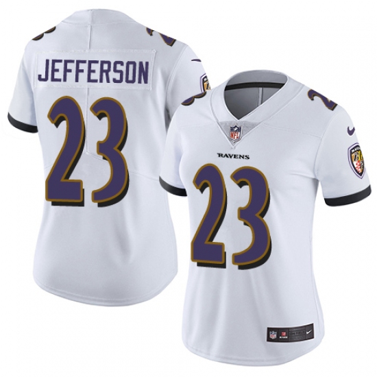 Women's Nike Baltimore Ravens #23 Tony Jefferson White Vapor Untouchable Limited Player NFL Jersey - Ujersey