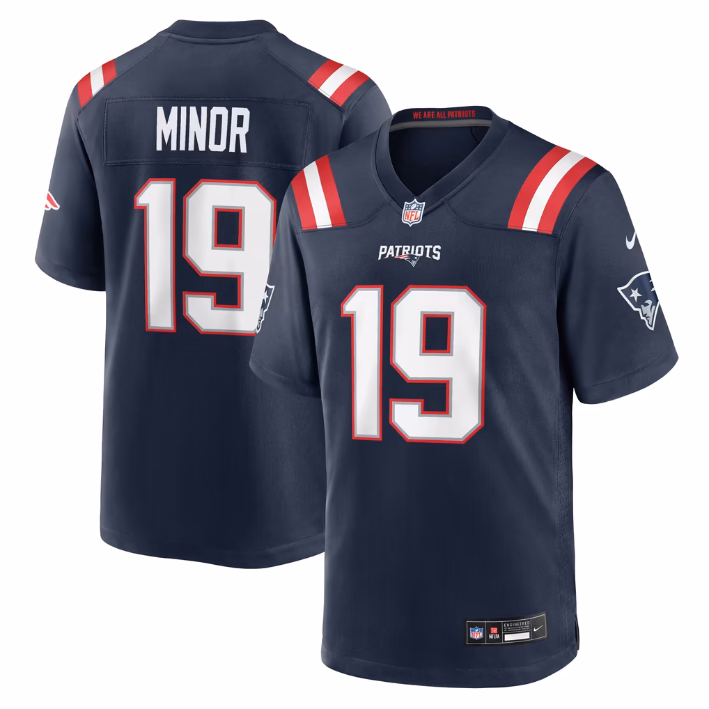 Men's New England Patriots Kobee Minor Nike Navy Team Game Jersey - Ujersey