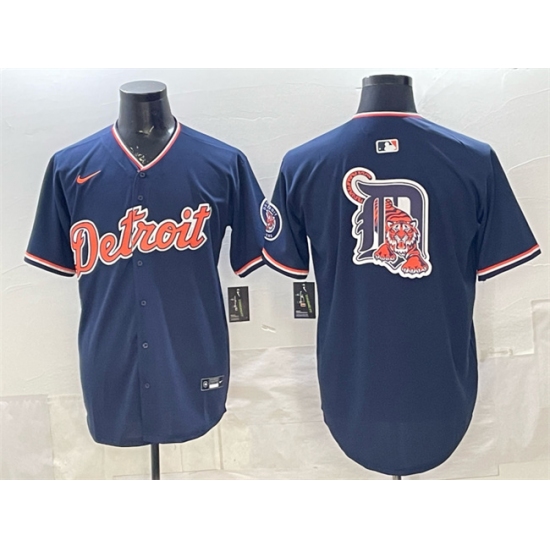 Men's Detroit Tigers Team Big Logo Navy 2026 Alternate Vapor Premier Limited Stitched Baseball Jersey - Ujersey