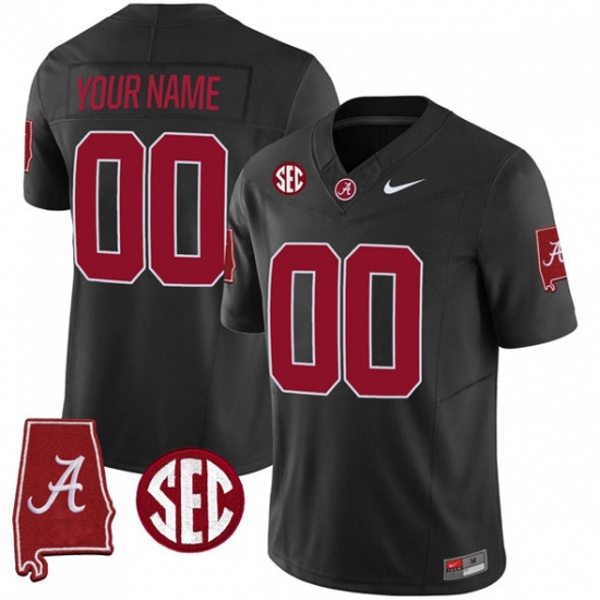 Men's Alabama Crimson Tide Active Player Custom Black F.U.S.E. Alabama Map Stitched Football Jersey - Ujersey
