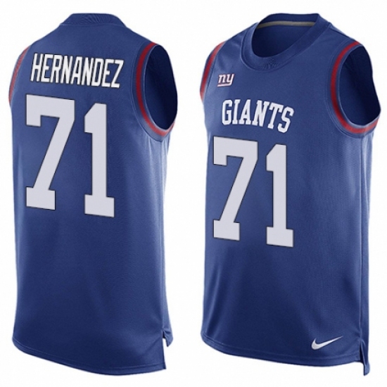 Men's Nike New York Giants #71 Will Hernandez Limited Royal Blue Player Name & Number Tank Top NFL Jersey - Ujersey