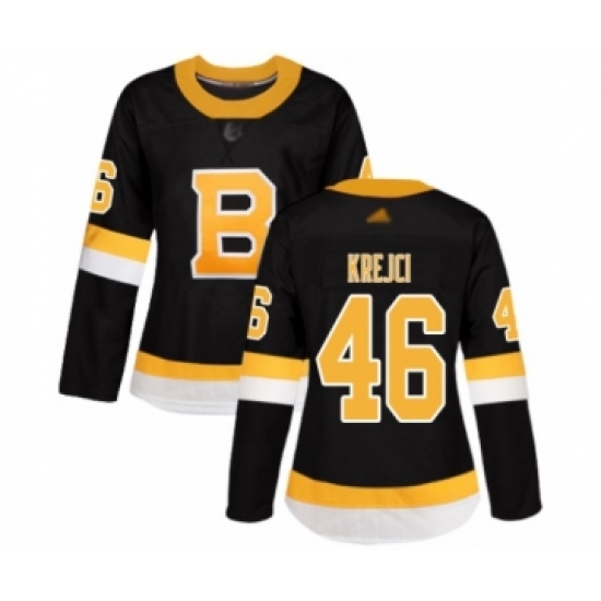 Women's Boston Bruins #46 David Krejci Authentic Black Alternate Hockey Jersey - Ujersey