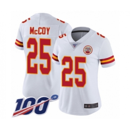 Women's Kansas City Chiefs #25 LeSean McCoy White Vapor Untouchable Limited Player 100th Season Football Jersey - Ujersey