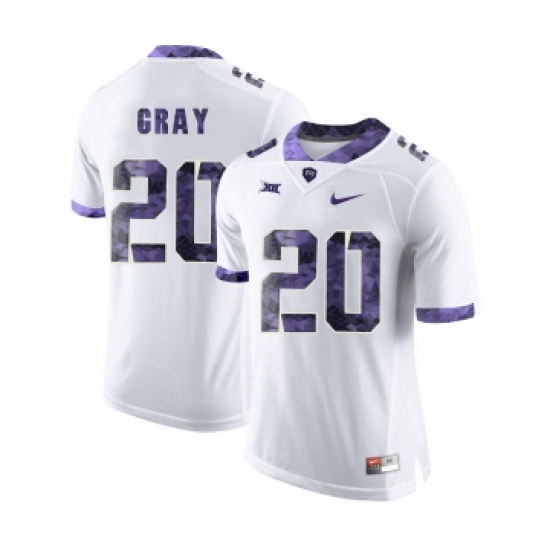 TCU Horned Frogs 20 Deante Gray White Print College Football Limited Jersey - Ujersey