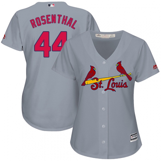 Women's Majestic St. Louis Cardinals #44 Trevor Rosenthal Replica Grey Road Cool Base MLB Jersey - Ujersey