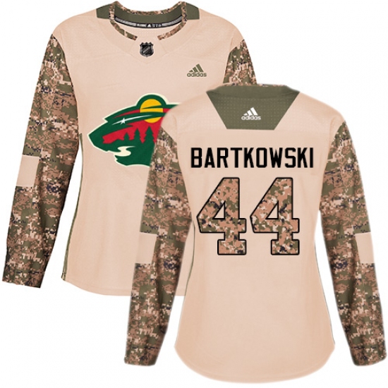 Women's Adidas Minnesota Wild #44 Matt Bartkowski Authentic Camo Veterans Day Practice NHL Jersey - Ujersey