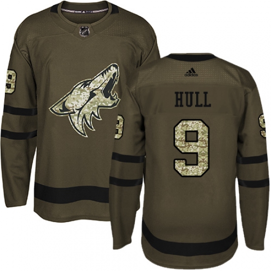Youth Adidas Arizona Coyotes #9 Bobby Hull Authentic Green Salute to Service NHL Jersey - Ujersey