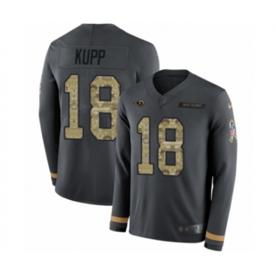 Youth Nike Los Angeles Rams #18 Cooper Kupp Limited Black Salute to Service Therma Long Sleeve NFL Jersey - Ujersey